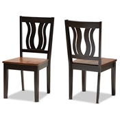Baxton Studio Fenton Modern and Contemporary Transitional Two-Tone Dark Brown and Walnut Brown Finished Wood 2-Piece Dining Chair Set